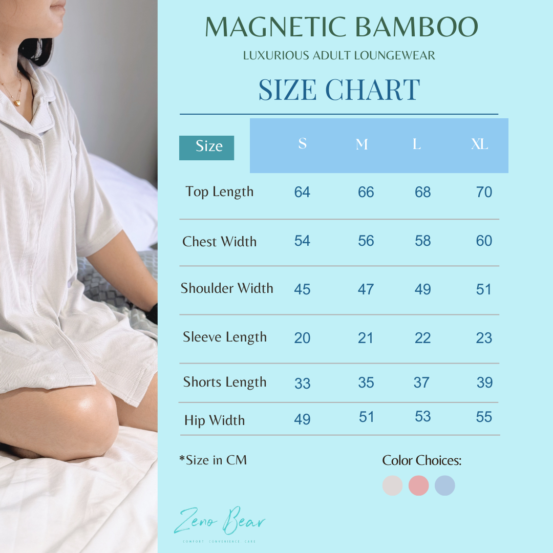 Zeno Bear Ribbed Magnetic Bamboo Luxurious Loungewear- Set of Short Sleeved Top and Shorts Sleepwear for Women
