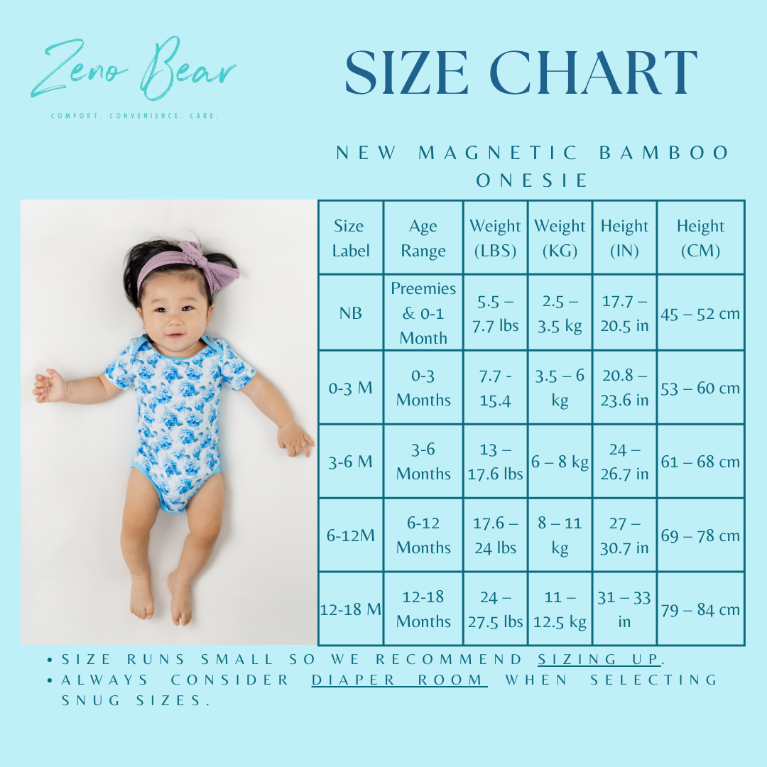 Zeno Bear Magnetic Bamboo Onesie (Solid Colors)