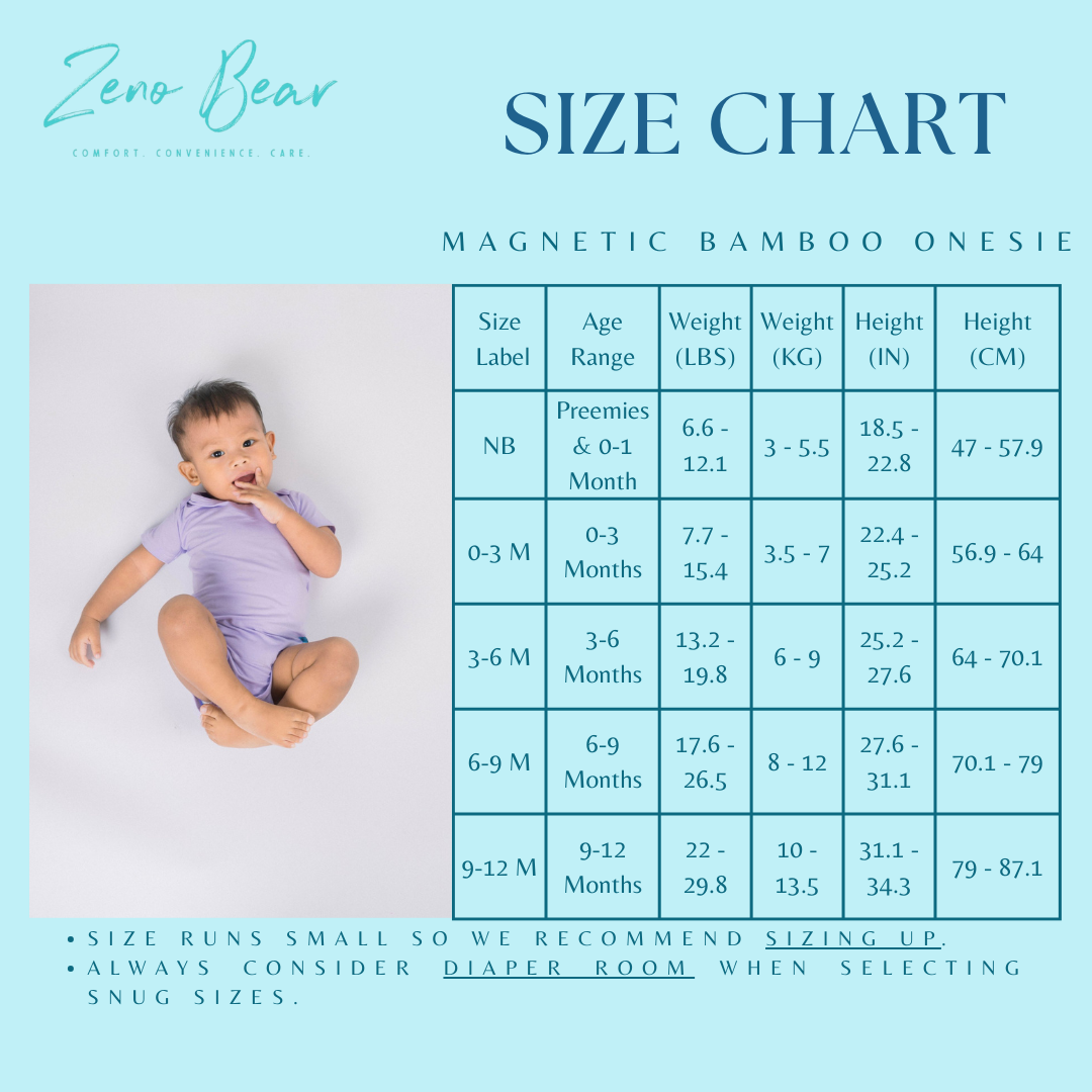 Zeno Bear Magnetic Bamboo Onesie *TWO NEW Solid Colors Now Available