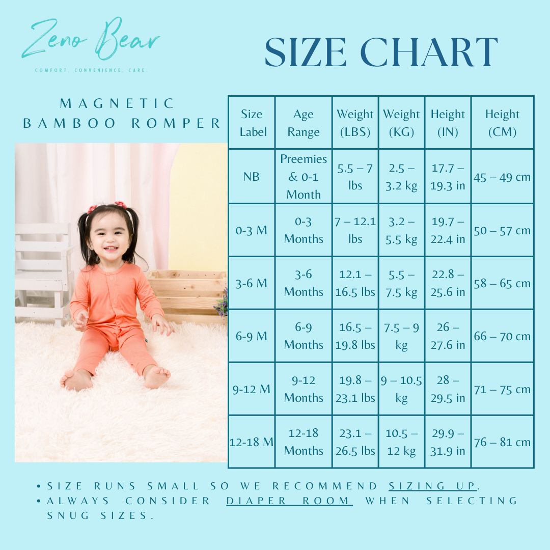 Zeno Bear Magnetic Bamboo Romper (Printed) NB to 9M