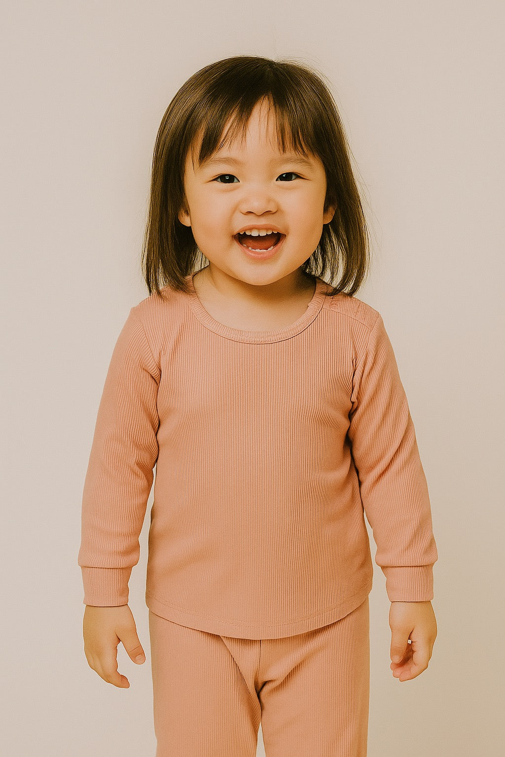 Zeno Bear Ribbed Magnetic Bamboo Toddler Pajamas- Set of Long Sleeved Top and Pants Sleepwear for Toddlers