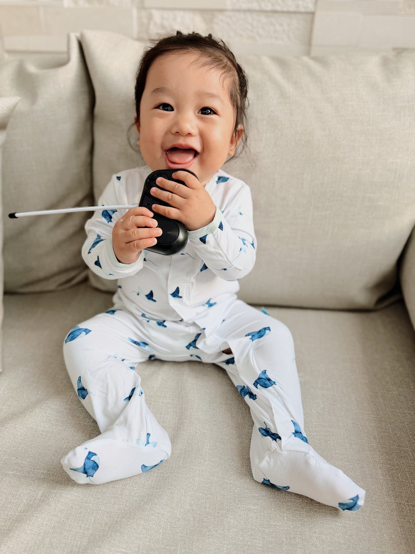 Zeno Bear Magnetic Bamboo Romper (Printed) NB to 9M