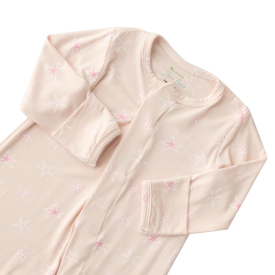 Zeno Bear Magnetic Bamboo Romper | Seaside Stars & Blushing Bows (Foldable Mittens and Feet Cuffs)- New Collection