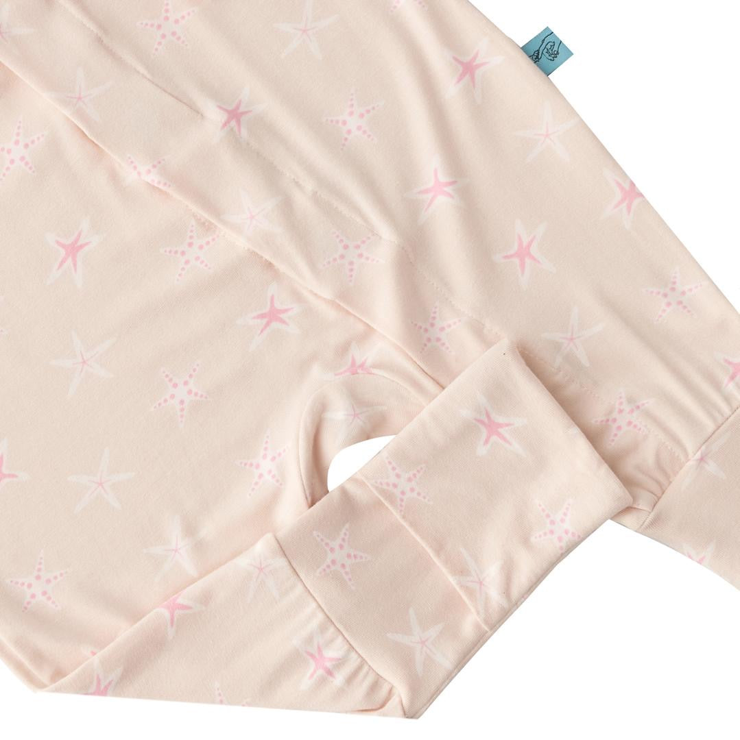 Zeno Bear Magnetic Bamboo Romper | Seaside Stars & Blushing Bows (Foldable Mittens and Feet Cuffs)- New Collection