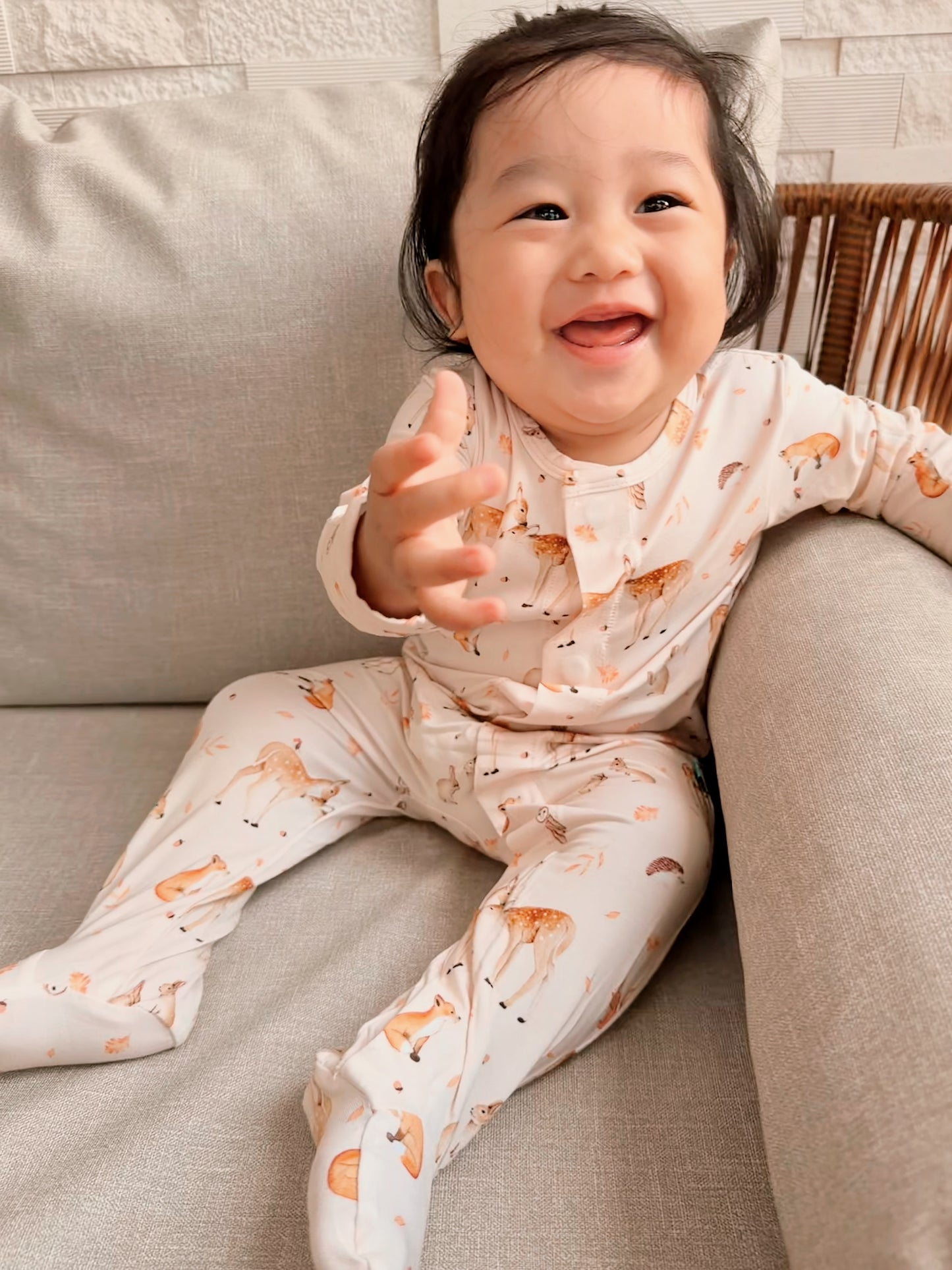Zeno Bear Magnetic Bamboo Romper (Printed) NB to 9M