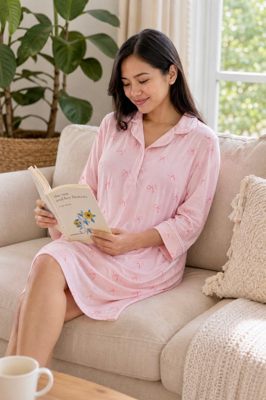 Zeno Bear Magnetic Bamboo Lounge Dress | Seaside Stars & Blushing Bows- New Collection