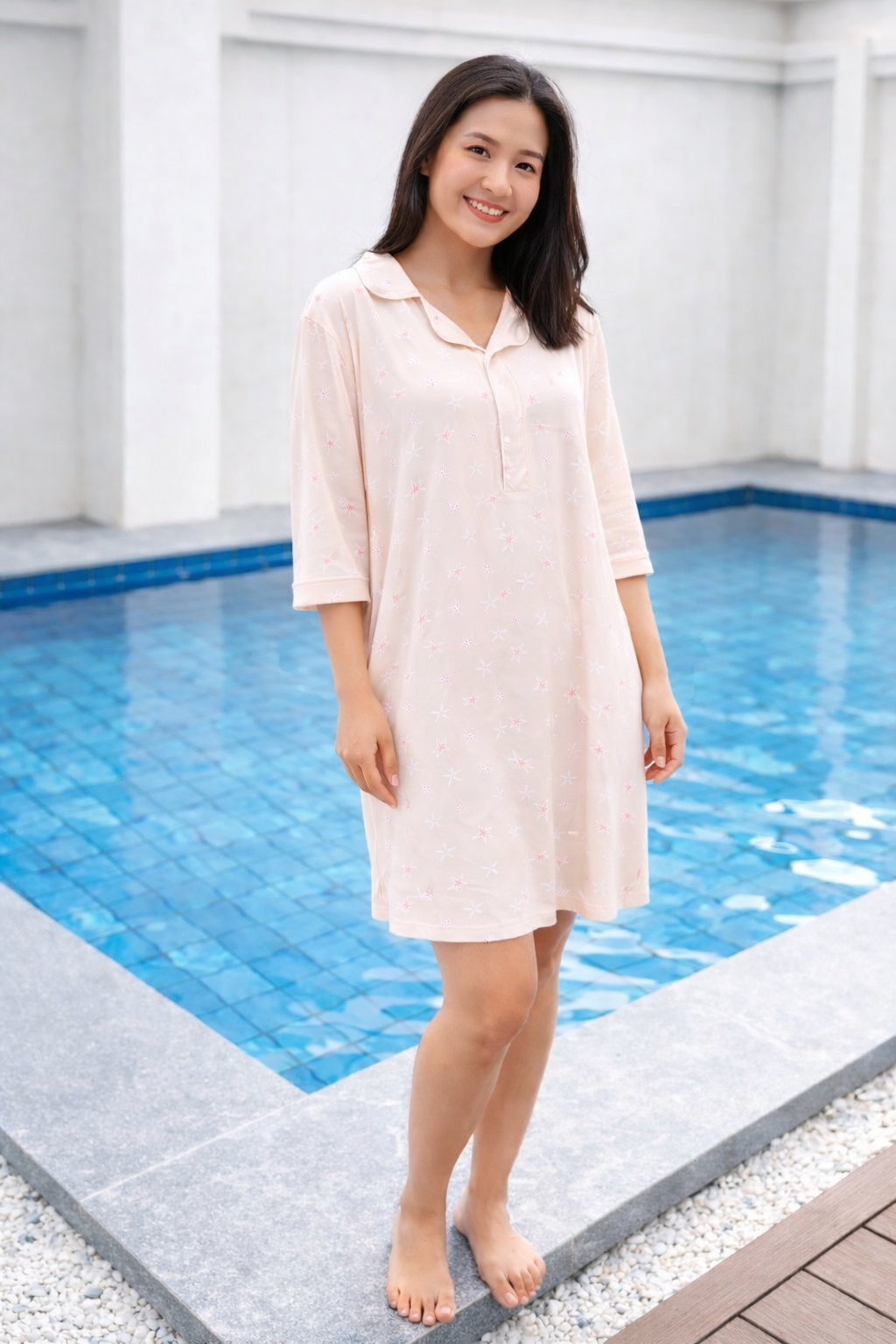 Zeno Bear Magnetic Bamboo Lounge Dress | Seaside Stars & Blushing Bows- New Collection
