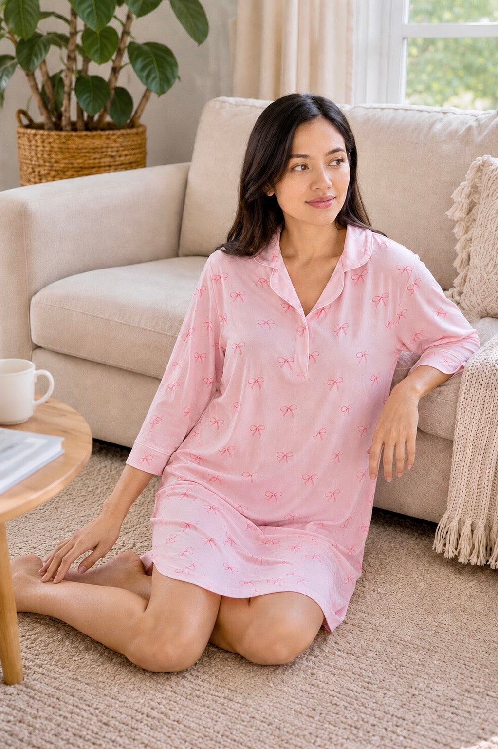 Zeno Bear Magnetic Bamboo Lounge Dress | Seaside Stars & Blushing Bows- New Collection