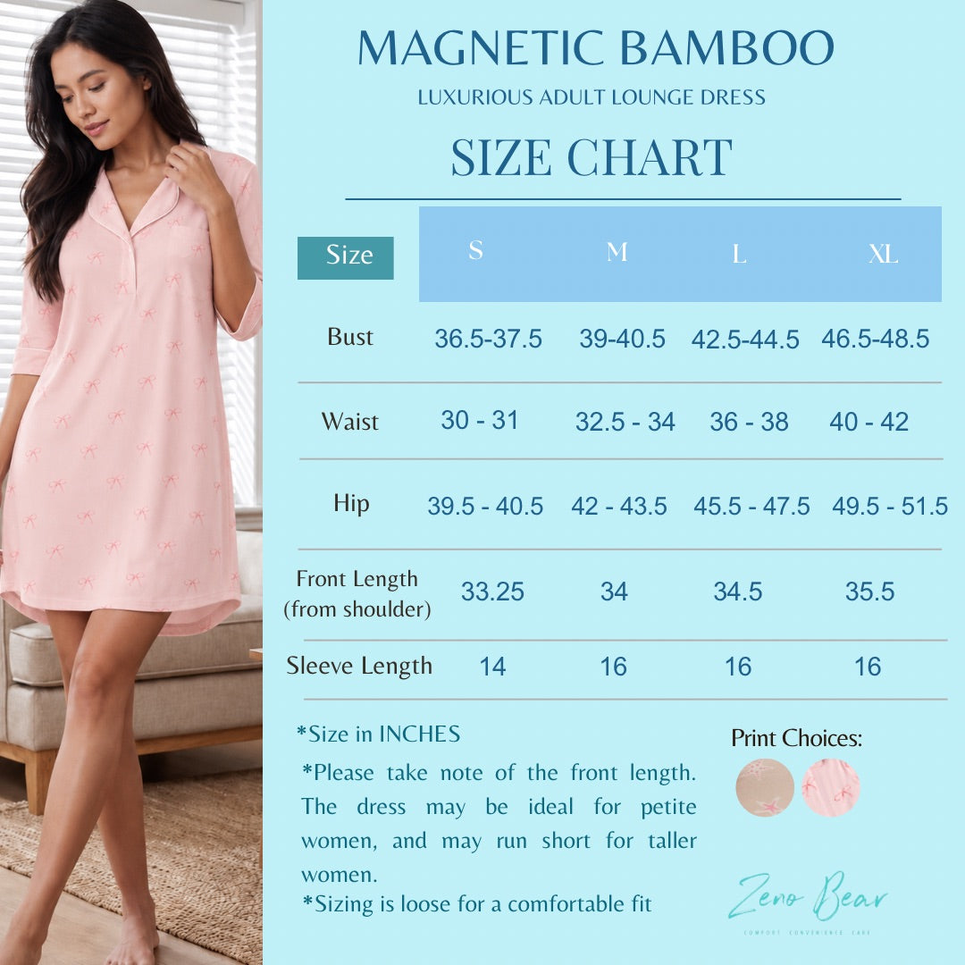 Zeno Bear Magnetic Bamboo Lounge Dress | Seaside Stars & Blushing Bows- New Collection